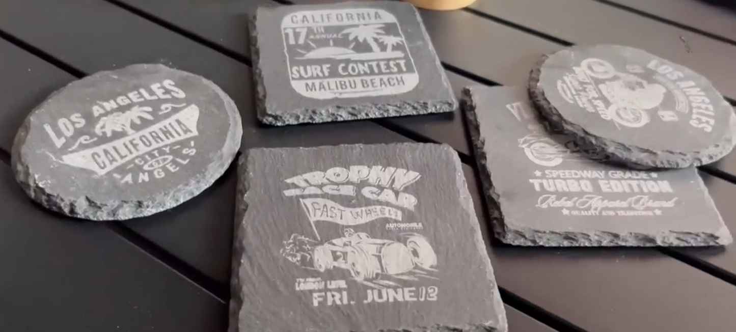 Set of 4 Custom Engraved Slate Coasters